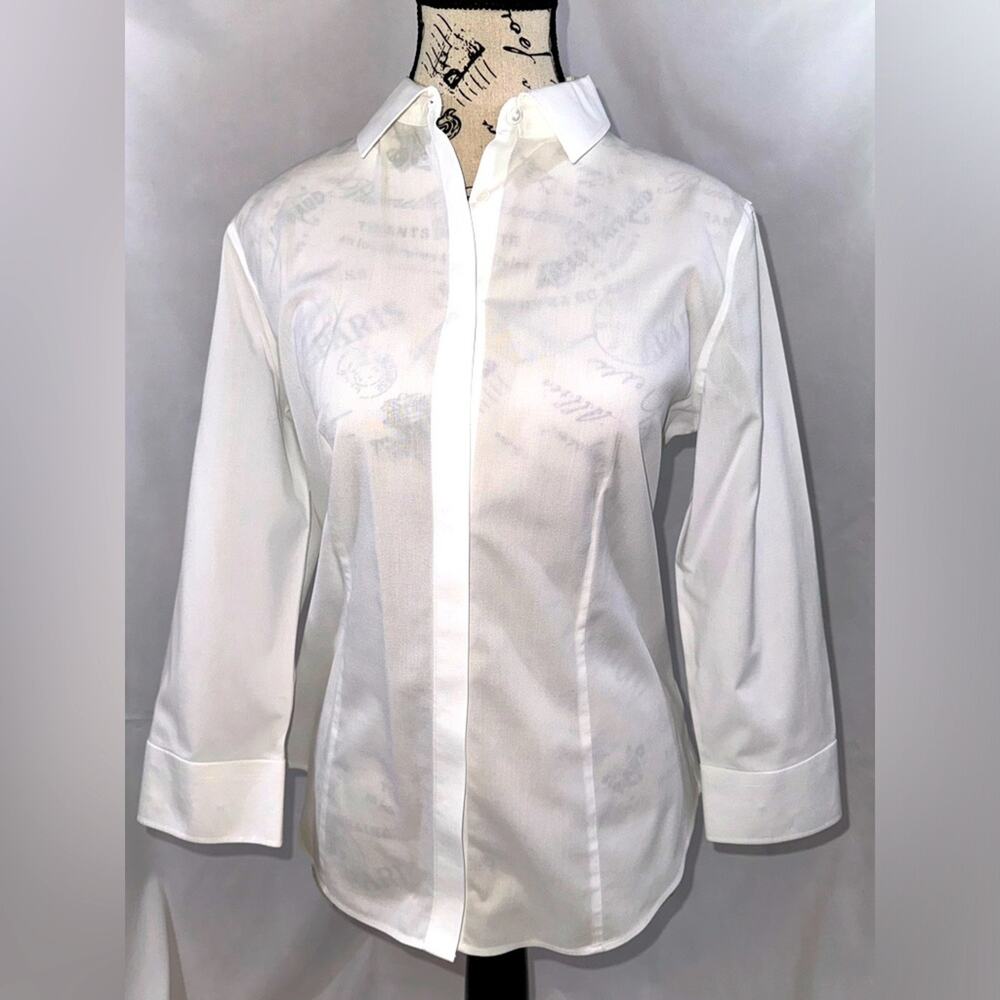 EUC Talbots: Smart-looking White 3/4 Sleeve Shirt